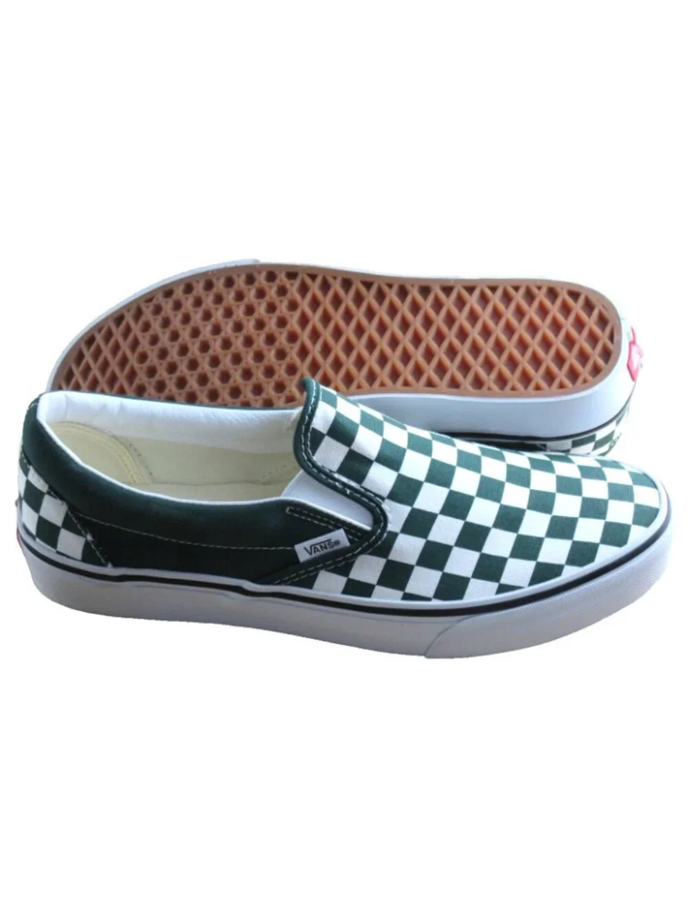 Vans Men's Classic Slip On Color Theory Checkerboard Emerald Green Shoes Size 10